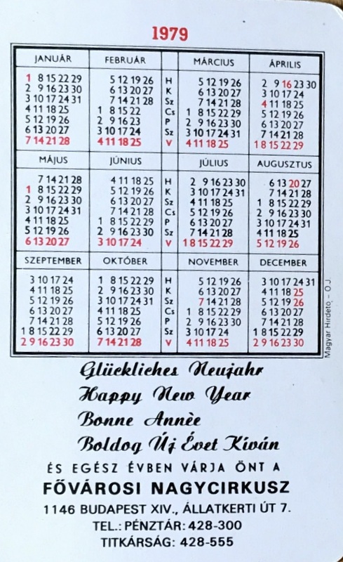 Calendriers · Hongrie