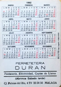 Calendriers · Espagne