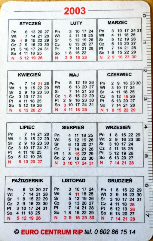 Calendriers · Pologne